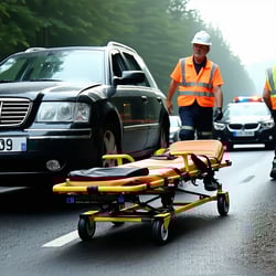 car crash and stretcher